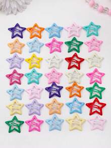 100/70/50/30/20Pcs Colorful Hollow Star BB Hair Clips, Matte Metal Snap Barrettes, Sweet Y2K Hair Accessories For Kids & Teens. - Multicolor - View 6