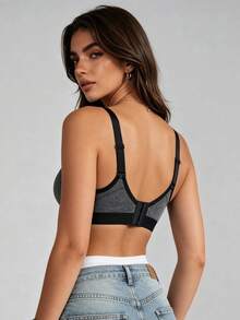 Runway Rest High Intensity Lightweight Padded Underwire V-Neck Full Coverage Sports Bra - Grey - View 2