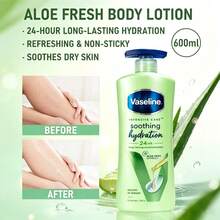 600ml/20.3oz Vaseline Aloe Vera Soothing Moisturizing Body Lotion | 24-Hour Lasting Hydration | With Aloe Vera Extract And Mint - Aloe Fresh - 600ml - View 1