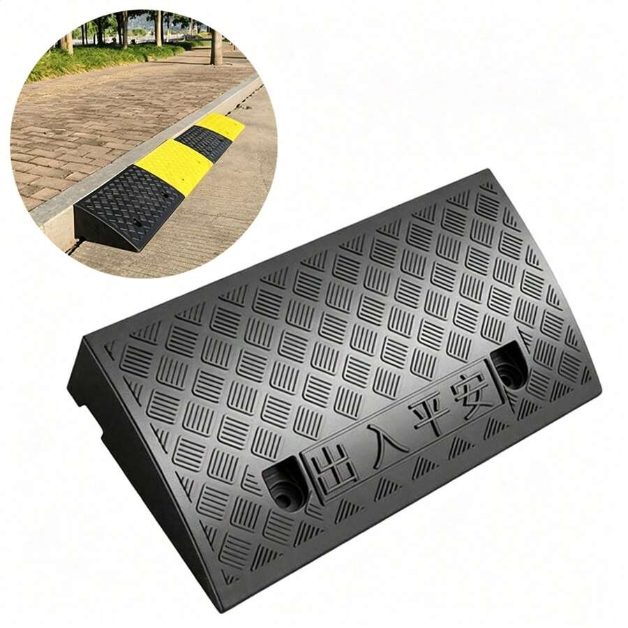 2pcs/1pc Heavy Duty PE Portable Car Curb Ramp, Portable Threshold Ramp With Non-Slip Grip Surface, Suitable For Lawn Mowers, Sidewalks, Cars, Pets - A - View 1