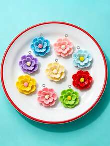 10/20/100pcs Aksesoris Perhiasan DIY Bunga Warna-warni Anting Kalung Liontin Gantungan Kunci Boneka Mesin - bunga-bunga - View 6