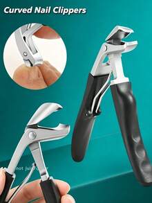 Elderly Toenail Clippers, Long Handle Curved Head Nail Clipper With Catcher, Ultra Sharp Heavy Duty Suitable For Thick Nails, Unisex - Black - View 1