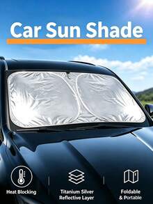 Car Sunshade, Windshield Sunshade, Heat Insulation, Foldable Car Sunshade, Summer Car Interior Cooling Device, UV Protection, Protects Car Interior And Prevents Aging, Universal Design, Space-Saving, Foldable Easy To Install And Store, Suitable For Sedan/SUV/MPV - A - View 6