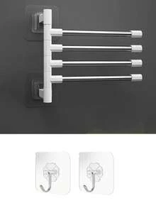 Towel Rack - Wall-Mounted Rotating Towel Bar, Modern Minimalist No-Drill Floating Towel And Coat Hook Organizer - Bathroom Accessories - Essential Towel Rack And Floor Mat Storage For Home Kitchen And Bathroom,Home Essentials - Multicolor - View 13