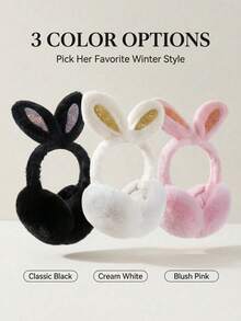 1pc Cute Rabbit Ear Foldable Warm Earmuffs For Kids - Multicolor - View 8
