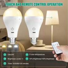 2pcs Smart Remote Control LED Bulbs, Large Capacity Battery, Long Lasting, With Remote Control, Rechargeable LED Bulbs, Detachable, Ambient Light, Table Lamp, Wall Lamp, Ice Hockey Light, Emergency Light, 3 Color Lights, USB Charging LED Bulbs With Hook - Portable High Brightness, Suitable For Bedroom, Living Room, Compatible With Remote Control, Suitable For Various Lighting Fixtures, Outdoor, Camping, Multiple Colors And White - Multiple Styles - View 4
