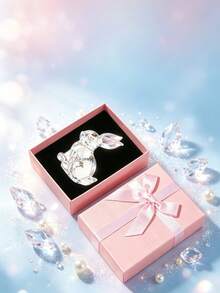 1pc Exquisite Handmade Crystal Glass Rabbit Figurine, Stunning Multi-Purpose Decor For Home, Office Desk Or Garden, Delicate Details With Sparkling Accents - one-size - View 15