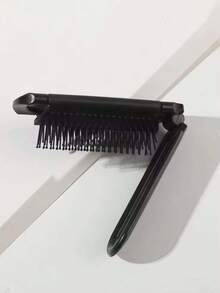 1pc Foldable Mirror Comb, Gift For Girlfriend - Black - View 2