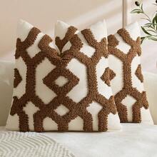 1pc/2pcs Neutral Wave Velvet Pillow Cover, Textured Abstract Striped Beige Cushion Cover, Bohemian Minimalist Decorative Pillow For Living Room, Bedroom, Sofa, Home Decor - Coffee Brown - View 8