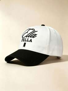 1pc Unisex Two-Tone Curved Brim Baseball Cap, Ella FELLA Script Letter Embroidery, Contrast Color Bill, Adjustable, For Daily, Street, Party & Travel - Multicolor - View 9