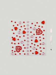 20pcs/15pcs/10pcs/5pcs/3pcs/2pcs/1pc Red Heart & Star Face Rhinestone Stickers, Self-Adhesive Face & Body Rhinestones, Red & Pink Heart Makeup Glitter, Suitable For EDM Music Festival, Halloween Costume Makeup - Multicolor - View 4