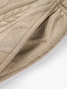 Men's Autumn/Winter Jacquard Hooded Sweatshirt & Long Pants Set - Khaki - View 8