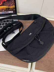 Colorblock Nylon Crossbody Bag, Multiple Colors Available, Lightweight Waterproof Fabric, Multi-Compartment Zipper Storage, Adjustable Wide Strap, Minimalist Crescent Shape, Daily Commute Outdoor Cycling Shoulder Chest Bag - Multicolor - View 12