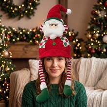 Topi Rajut 3D Dewasa Dekorasi Liburan Natal dengan Desain Kakek, Manusia Salju, dan Rusa Kutub, Cocok untuk Kostum Pesta Natal dan Kehangatan di Luar Ruangan - rusa kutub - View 9