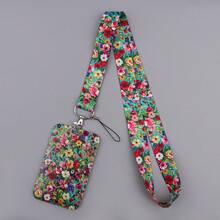 1 Piece Vibrant Wildflower Floral ID Badge Holder With Matching Lanyard, Colorful Garden Flower Print Card Holder For Student Office Work, Lovely Gift - Multicolor - View 6