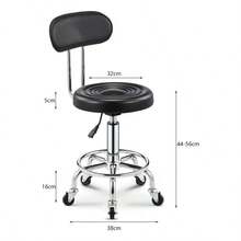 Taburete Giratorio con Ruedas y Altura Ajustable, Silla Neumática 360° con Asiento Acolchado para Spa, Estética, Salón, Oficina y Consultorio, Color Negro - Negro2 - Ver 2