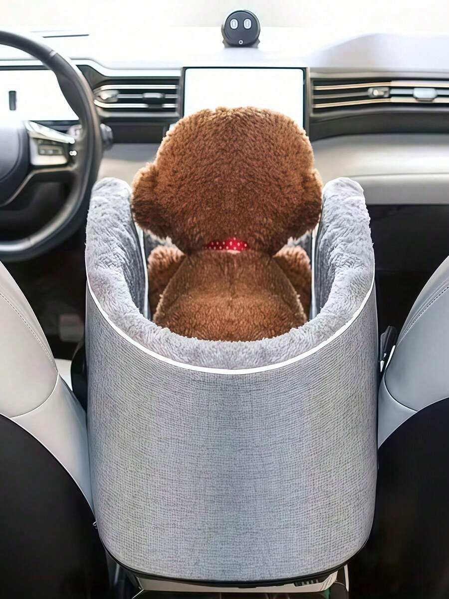 Tempat Tidur Pembawa Hewan Peliharaan di Mobil, Sarang Kucing dan Anjing, Bantalan Konsol Tengah Mobil, Tas Pembawa Hewan Peliharaan Portabel, Cocok untuk Hewan Peliharaan Kecil & Sedang - Grey - View 1