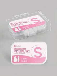 UR SUGAR 100Pcs Full Cover Press On Nail Tips Medium Almond Short Coffin False Nail Soak Off Gel Nail Extension Tips Capsule - Clear - View 2