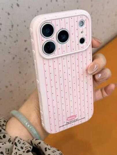 1pc Autumn/Winter Side Heart Stripe Polka Dot Letter Phone Case, Minimalist Premium Daily Versatile, Suitable For IPhone 18/17/16/11/15/14/13/12 Pro Max, Perfect Birthday Gift For Women, Men, Sisters