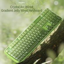 MOFii 708 Wired Keyboard, Semi-Transparent Crystal Keycaps RGB Backlit Membrane Keyboard, Full Size 105 Keys With Numeric Keypad, Ergonomic USB-C Wired Plug And Play, For Desktop Laptop PC Home Office - View 2