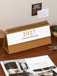 1pc 2027 MIni Desk Calendar, Simple Aesthetic Horizontal Desktop Calendar, Monthly Planner, For Notes, Habit Tracking, Daily Planning, To-Do Lists - Calendar - View 2