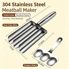 304 Stainless Steel Multi-Tube Meatball Maker Set, Manual Meat Baller With Matching Scraper, Quick Make Multiple Meatballs, Non-Rust & Easy Clean Kitchen Gadget For Meatball, Fish Ball, Shrimp Paste, Home & Restaurant Cooking Tool - Multicolor - View 16