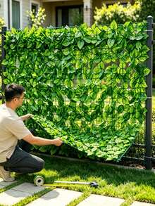 1 Piece Artificial Ivy Leaf Fence, Privacy Screen Roll, Simulated Plant Fence For Balcony, Patio, Garden, Wedding & Party Wall Decoration - 50*300cm - View 1