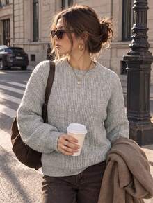 Sweater Lengan Panjang Serbaguna untuk Wanita, Cocok untuk Pemakaian Sehari-hari - Grey - View 3