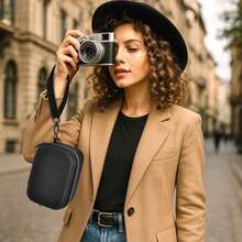 ALKOO Digital Camera Case For FujifiIm X100VI X100V X100F X100S X-E5, Portable Travel Bag With Strap & Cover, 6mm Thickened EVA Shell (Case Only) - Black - View 6