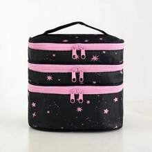 1pc Dual-Pattern 3-Layer Makeup Bag, Large Capacity Compartment Cosmetic Organizer, Multi-Layer Independent Dividers For Easy Access, Can Store Makeup, Skincare, Toiletries, Desktop Organizer And Storage Dual-Use, Portable Handheld Design, Travel Essential - Multicolor - View 12