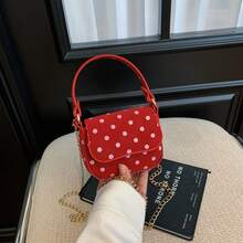 Sweet Polka Dot Mini Square Handbag, Cute Girly Style Flap Chain Crossbody Bag, Outdoor Accessory Bag - A - View 9