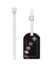 1pc Cute Angel Wing & Star Polka Dot Luggage Tag, PU Leather Suitcase ID Name Address Tag, Travel Accessory Easy To Identify - Multicolor - View 11