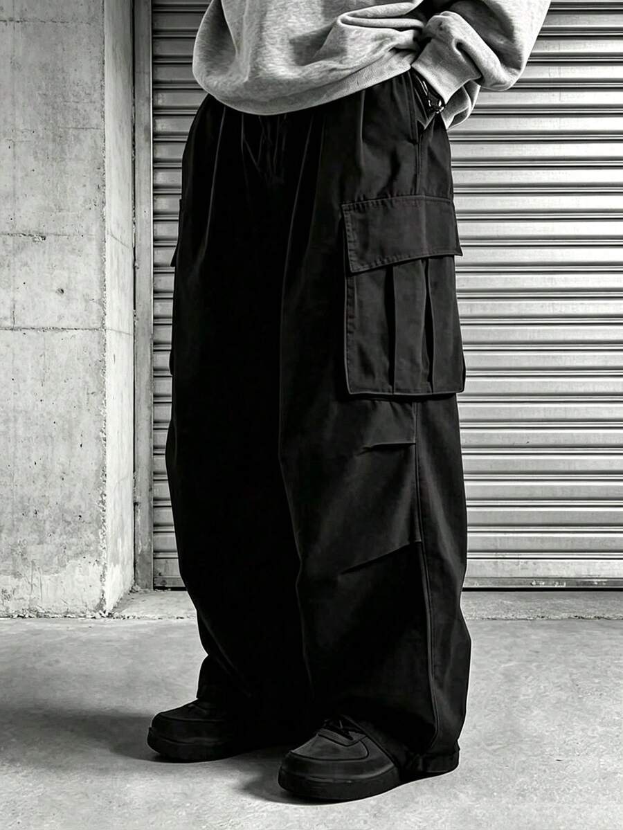 Men's Spring/Autumn Thin Casual Slim Fit Fashion Long Pants Multi-Pocket Cargo Pants - Black - View 1