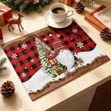 1pc Dish Drying Mat, Coffee Machine Mat, Christmas Reindeer Decor Dish Drying Mat, Red And Black Plaid Christmas Tree Pattern Kitchen Dish Drainer Mat, Suitable For Tabletop Protection, Christmas Kitchen Decor Atmosphere, Holiday Table Mat, Multi-Purpose Drying Mat, Home Gift, Tabletop Decoration - XYLSD-1133 - View 6