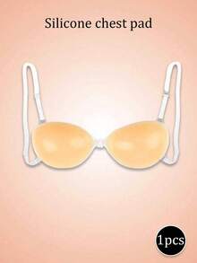 1pc Women's Apricot Invisible Silicone Adhesive Bra, Transparent Straps, Seamless Front Closure Backless Bra, Suitable For Dresses, Tops And Special Occasions - Apricot - View 9