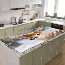 1pc Christmas Series Snow Deer Pattern Printed Coffee Bar Mat, Drainage Mat, Coffee Machine Soft Bottom Diatomaceous Earth Drainage Mat, Soft Rubber Drainage Mat, Super Absorbent Wear-Resistant Dish Drying Mat, For Countertop Restaurant Kitchen Table Mat, Patio Dining Table Decor, Home Kitchen Supplies, Countertop Decor Mat - Multicolor - View 13