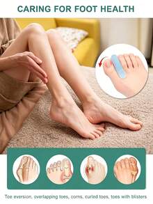 Gel Toe Separators - Soft & Comfortable I-Shaped Design, Suitable For Overlapping Toes, Minimalist Foot Accessory, Portable, Day & Night Use, Unisex, 3.99cm + 4.98cm, Transparent Blue - Multiple Styles - View 2