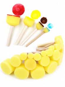 Yellow Sponge Brushes, Suitable For Graffiti, Painting And Art Projects - Round Mushroom Head - Painting Sponge - View 6