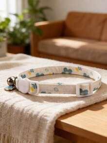1 pieza Collar para gatos con patrón floral y cascabel, collar ajustable para el cuello de gatos - Multicolor - Ver 8