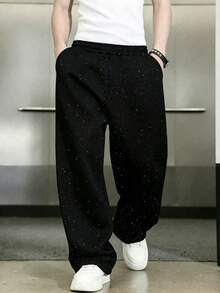Teen Boys Streetwear Galaxy Print Wide Leg Sweatpants Relaxed Fit - Black - View 5