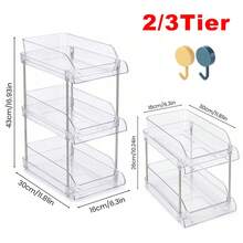 2/3-Tier Large Capacity Clear DVD Storage Box, Transparent Plastic Media Organizer Rack, Portable CD Case Container For Video Games & Cassette Tapes, Dust-Proof Desktop Media Shelf - Transparent - View 2