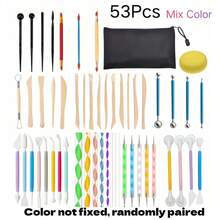 53/10/1pc Polymer Clay Sculpting Tool Set, Multicolor Pottery Carving Modeling Tools With Storage Bag & Sponge For DIY Ceramic Craft(Random Color) - Multicolor - View 10
