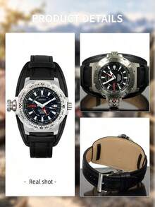 Men's SEIKO Perpetual Calendar Watch, Vintage Black Cow Leather Strap, Map Meter Compass Bezel, 200M Water Resistant Outdoor Exploration Wristwatch - Black - View 7