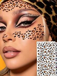 2/1pc Realistic Leopard Print Temporary Tattoo Stickers, Waterproof & Long-Lasting, Sexy Body Art For Party And Stage Performance - Multicolor - View 3