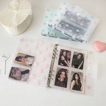 1pc INS Style Polka Dot Snap Button A5 Loose-Leaf 4-Grid Photo Card Album, With 10 Inner Pages Highly Attractive Photo Album Card Holder - Multicolor - View 3
