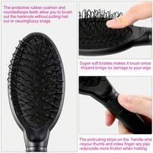 7 Pcs Wig Brush Set For Synthetic Hair For Hair Extensions And Wigs, Black Loop Brush, Wig Comb Kit, Includes Rat Tail Comb, Edge Brush, For Daily Hair Styling - Black - View 4