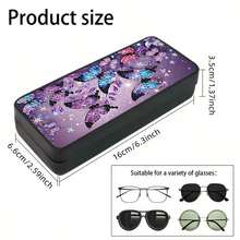 1pc 5D Diamond Painting Glasses Case Set, Featuring Sparkling Butterfly Design, Inlaid With Shiny Diamonds, Made Of Faux Leather. Unique Handmade Gift, Suitable For Friends, Family Or Parents. - View 5