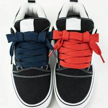 3 Pairs / 10 Pairs Cotton Braided Shoelaces 1.5cm Wide Soft Thick Woven Texture Flat Shoelaces Solid Color / Contrast Color Multi-Color Matching Sports Shoes Daily Replacement DIY - 3-pack-#132 White+#131 Black+#133 Red - View 6