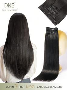 DNE HAIR 7Pcs Clip In Human Hair Extensions 120G 1B# Natural Color Double Weft Invisible Clip Ins Remy Hair Extensions Seamless Soft Thick Ends Remy Hair Anti Shedding Reusable Hair Extensions For Thin Hair Salon Daily Wedding Party Styling For Women Girls - S1B - View 1