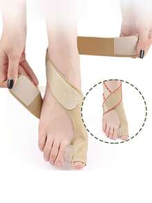 Elastic Toe Separator Socks, Anti-Friction, Hook And Loop Design, Adjustable Toe Separator - Apricot - View 1